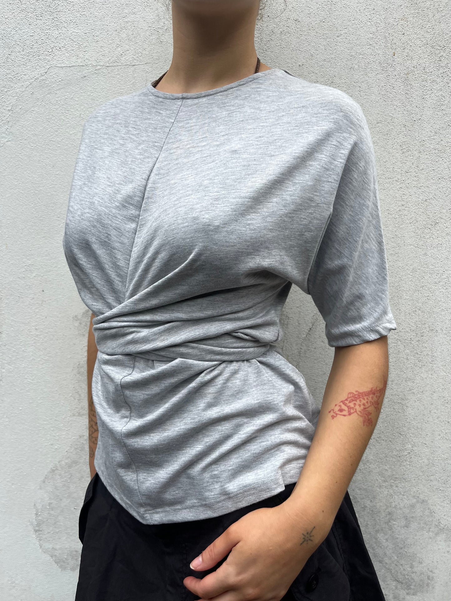 grey wrap t shirt
