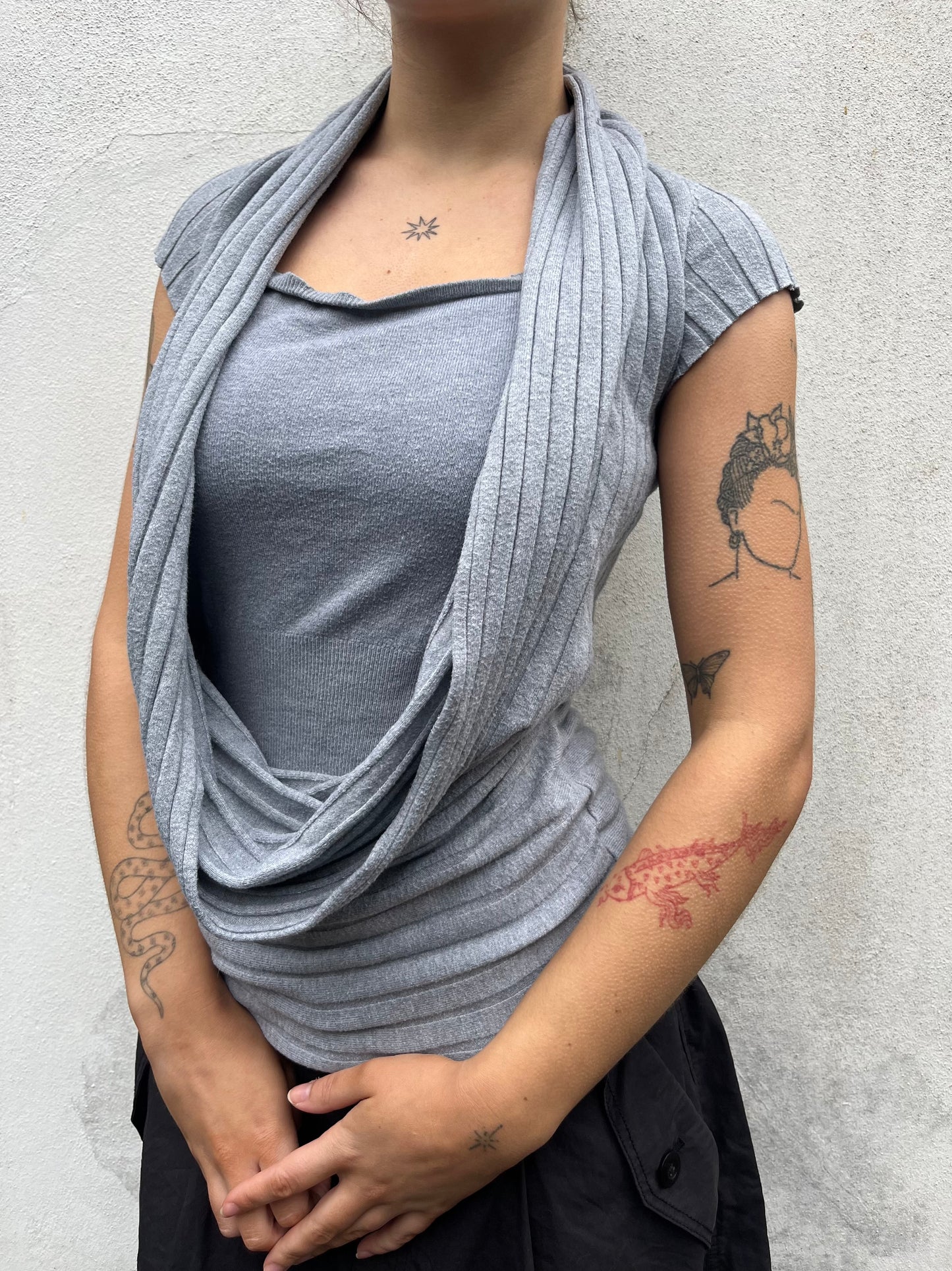grey cowl top