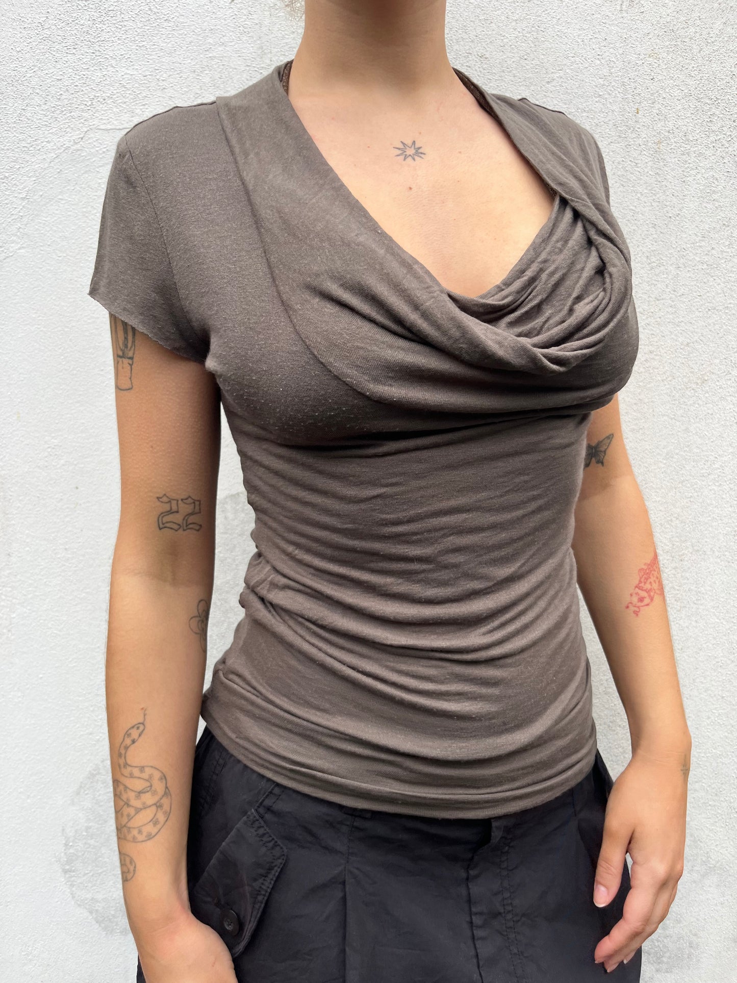 khaki slouchy top