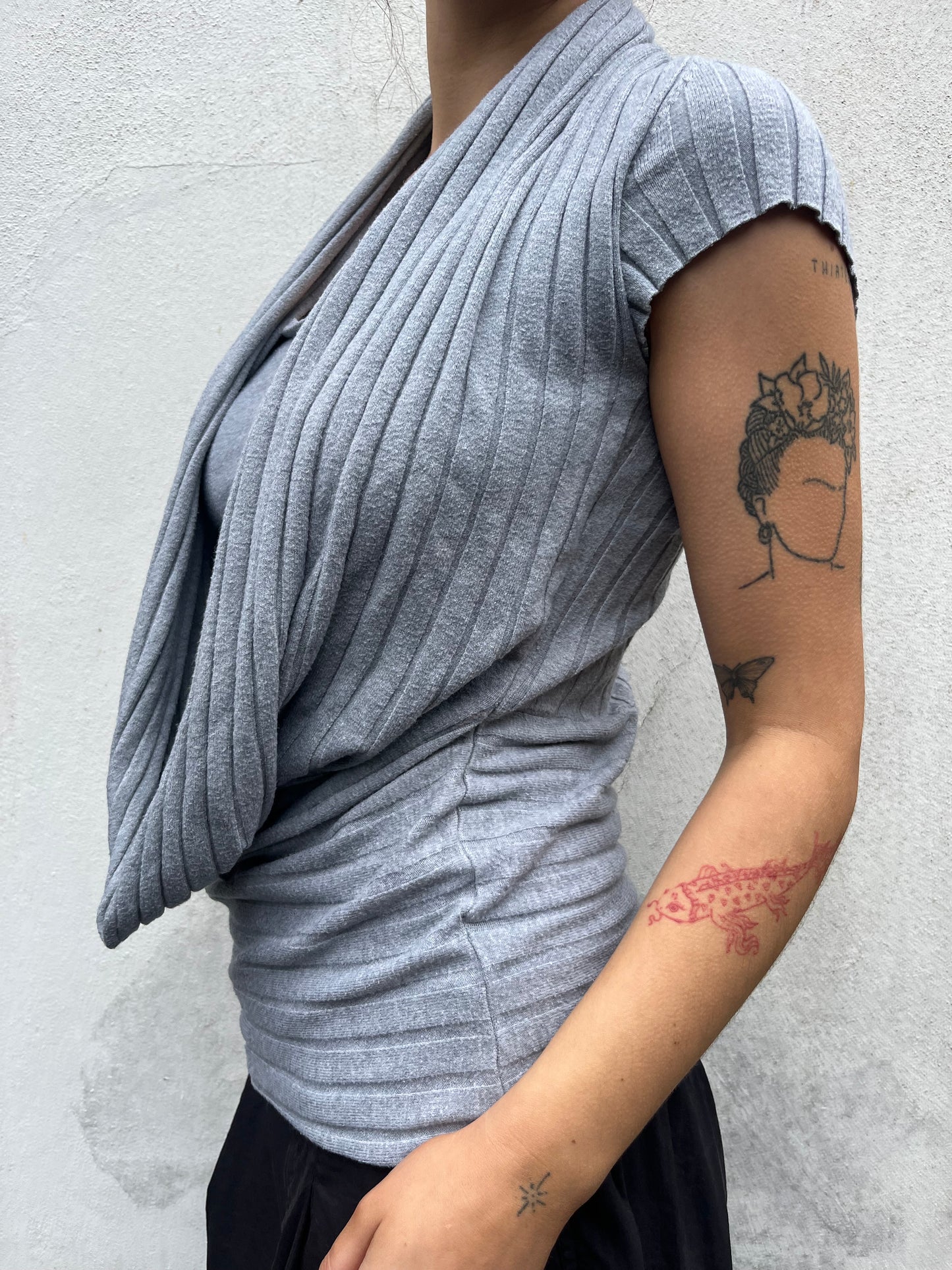grey cowl top