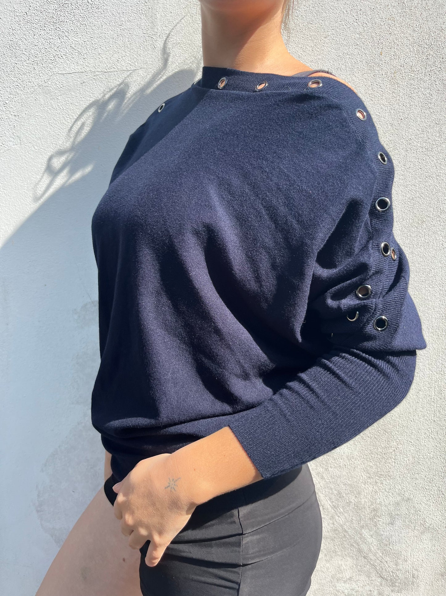 navy batwing knit