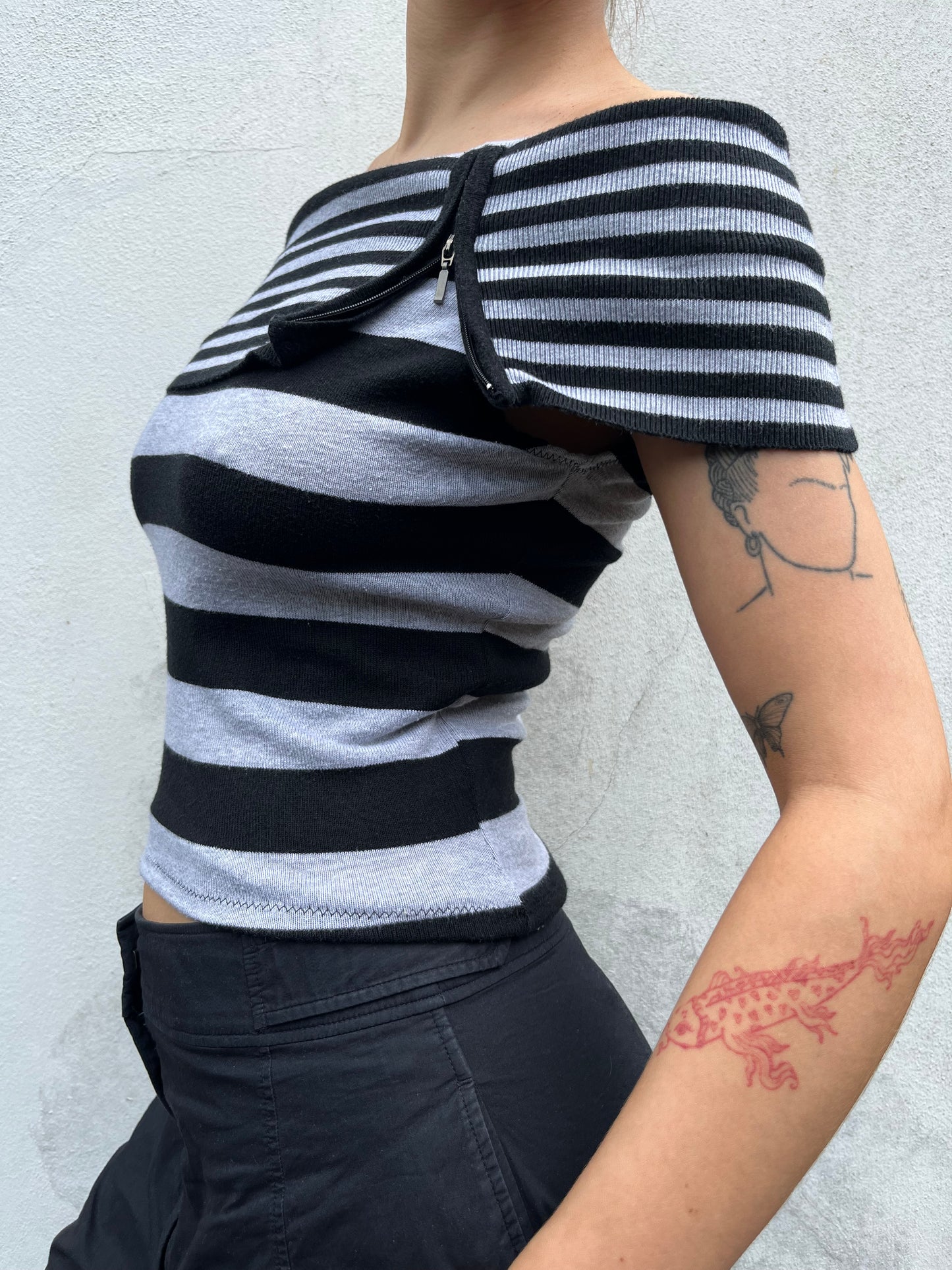 black and grey fold over top