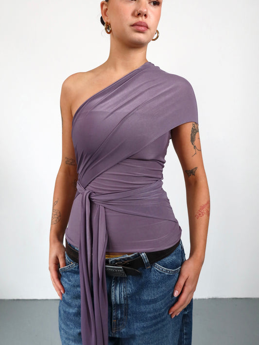 wrap top in purple mauve