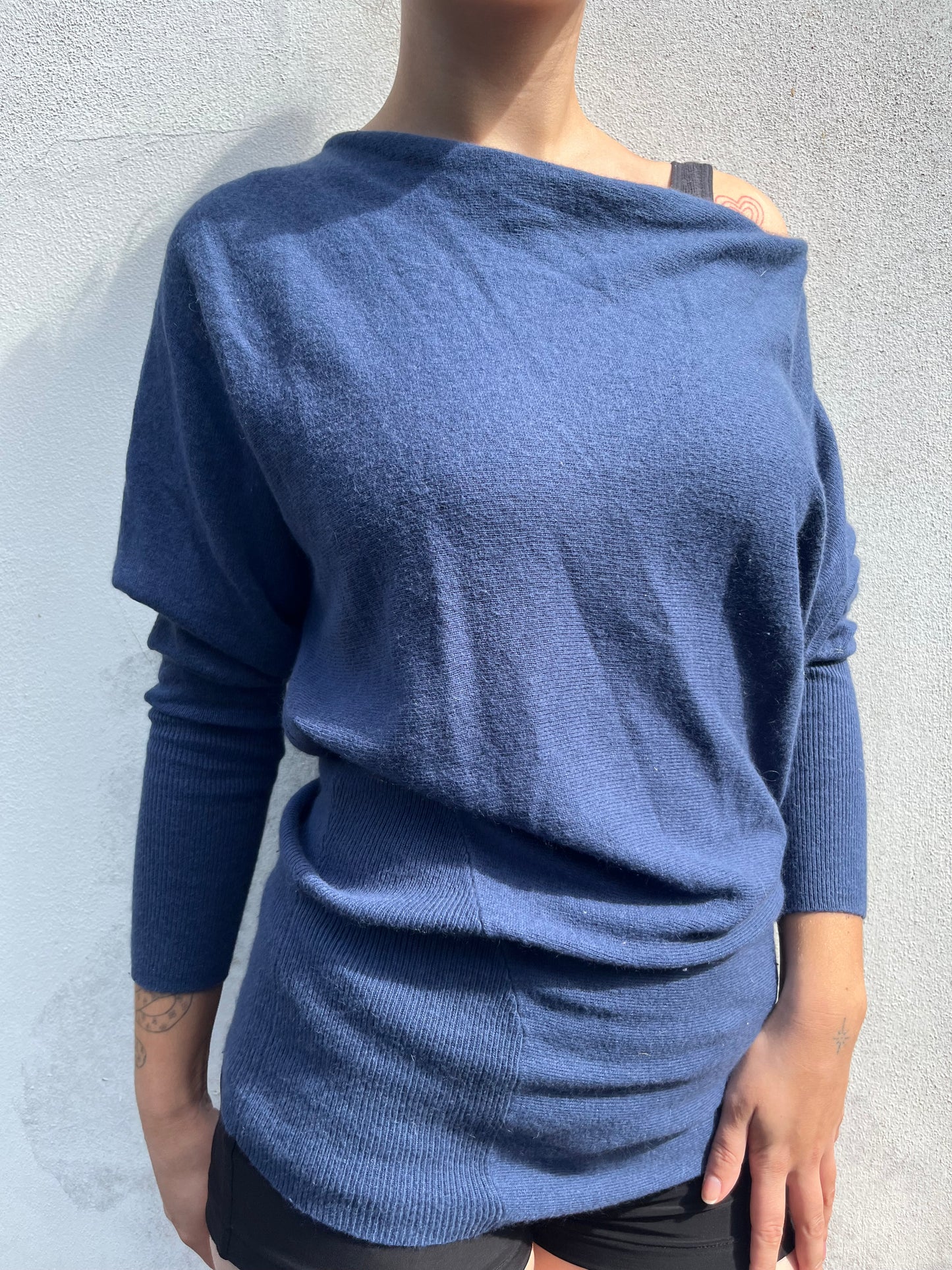blue batwing knit
