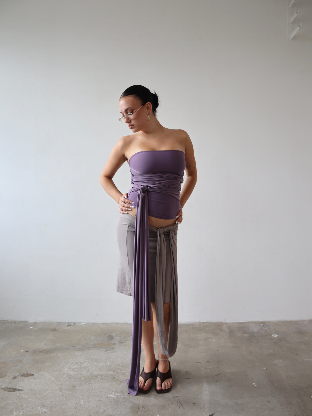 wrap top in purple mauve