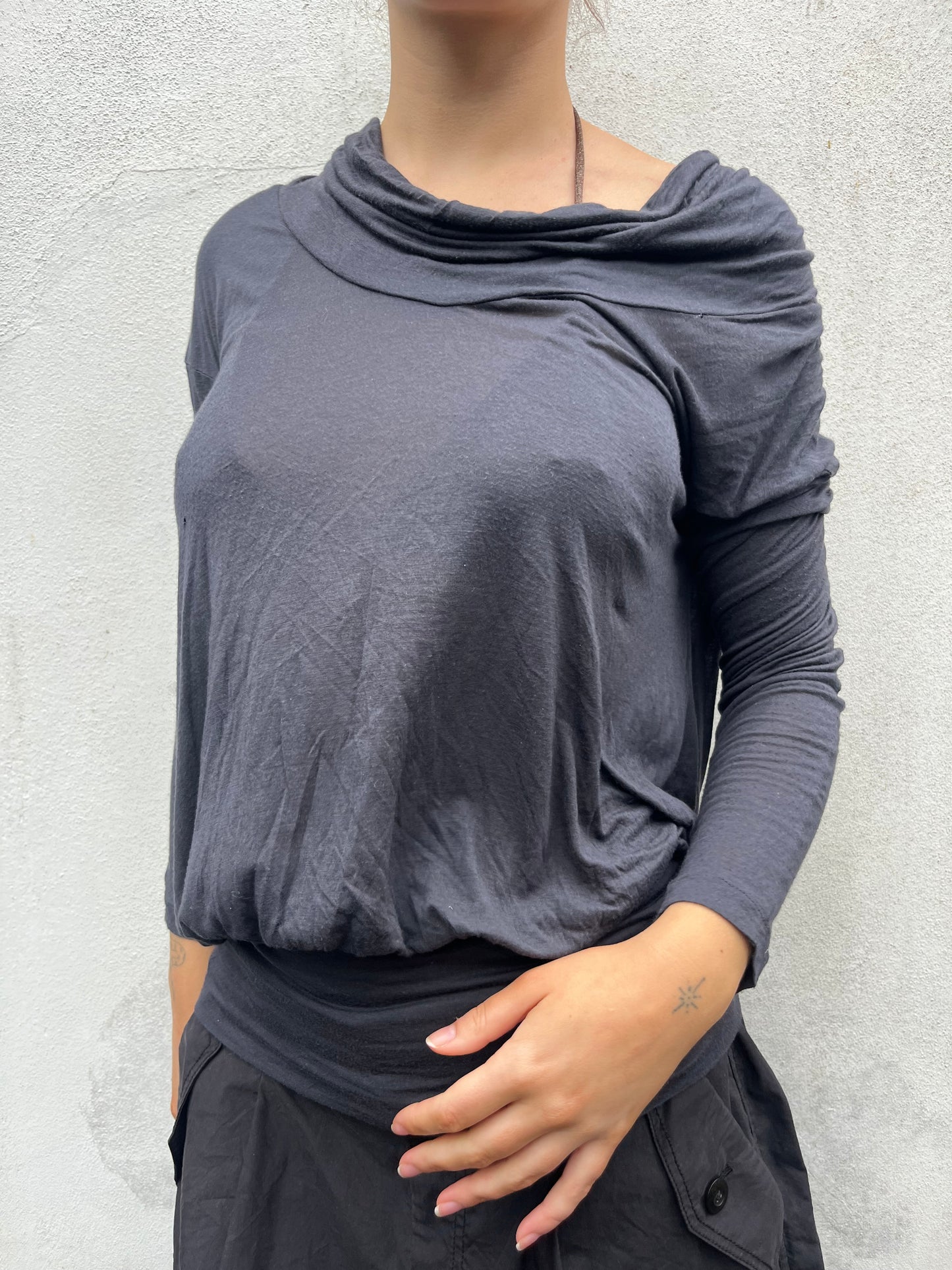 dark grey sheer top