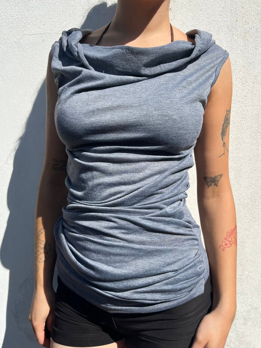 grey cowl neck top