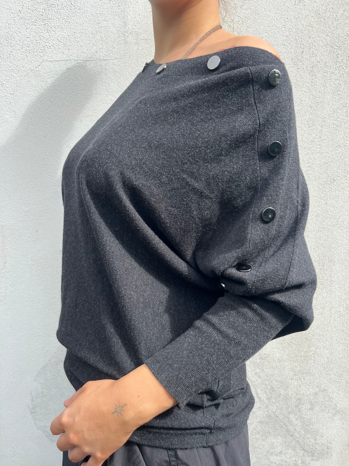 dark grey batwing knit