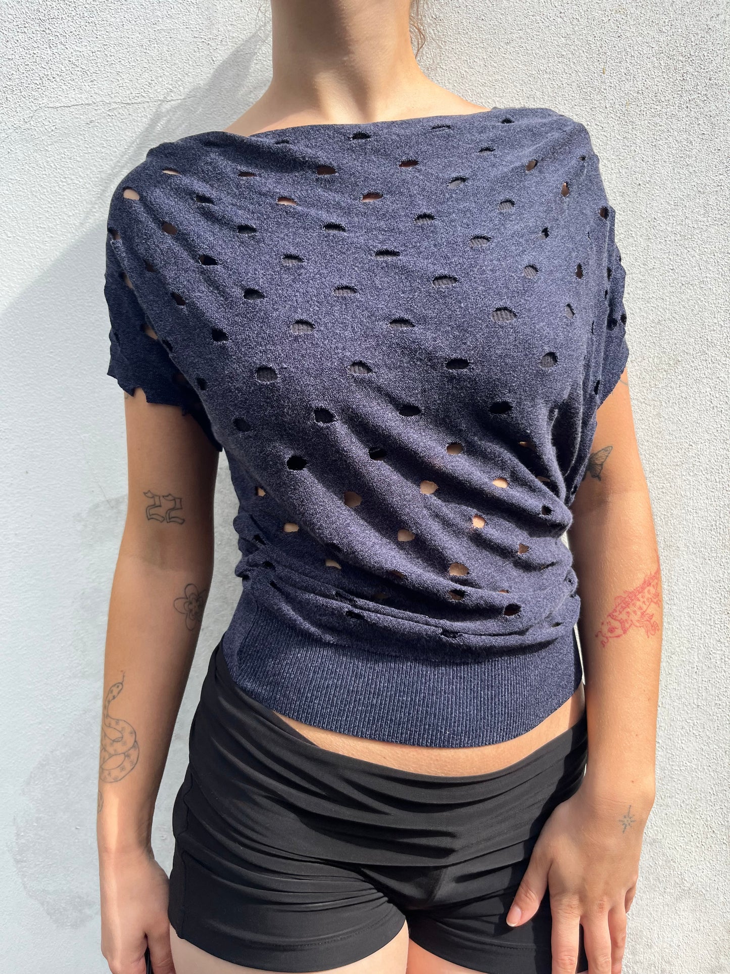 blue slouchy spotty top