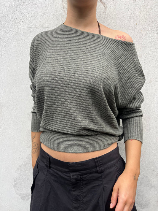 olive green batwing knit
