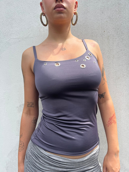 eyelet cami in slate