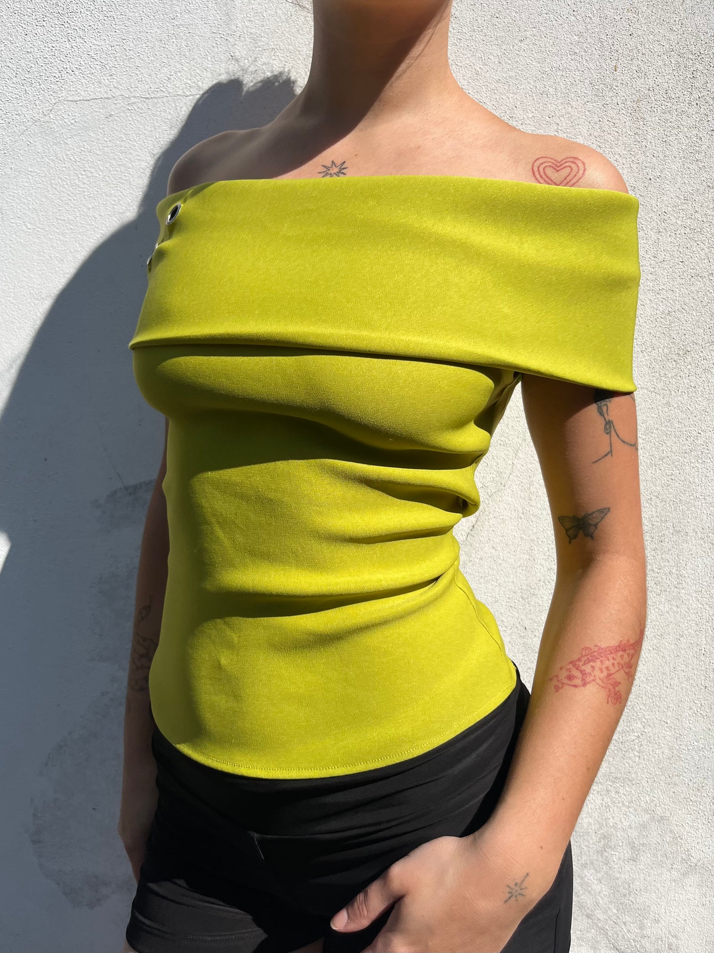 lime bardot top