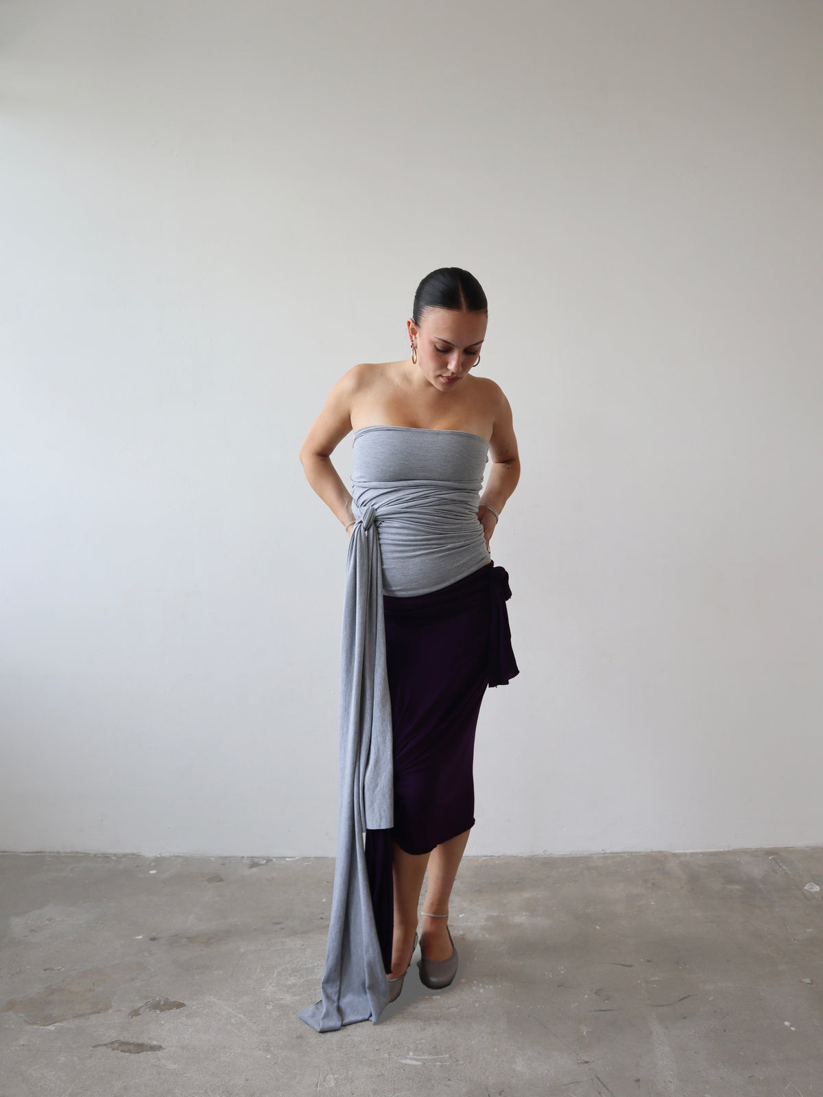 wrap top in marl grey