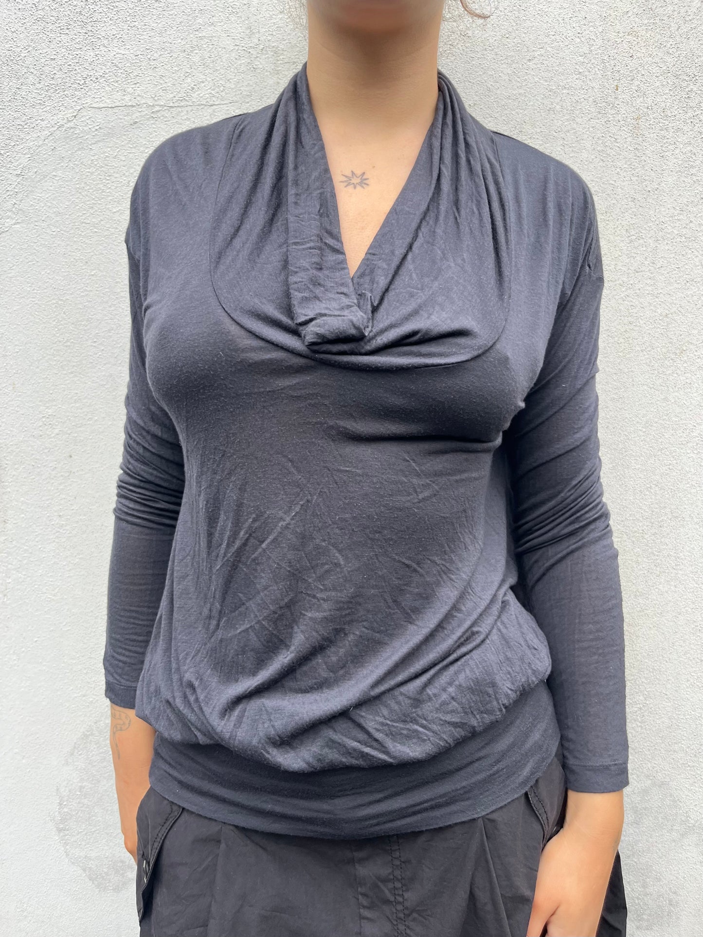 dark grey sheer top