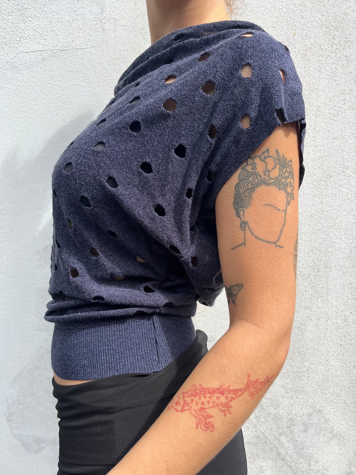 blue slouchy spotty top