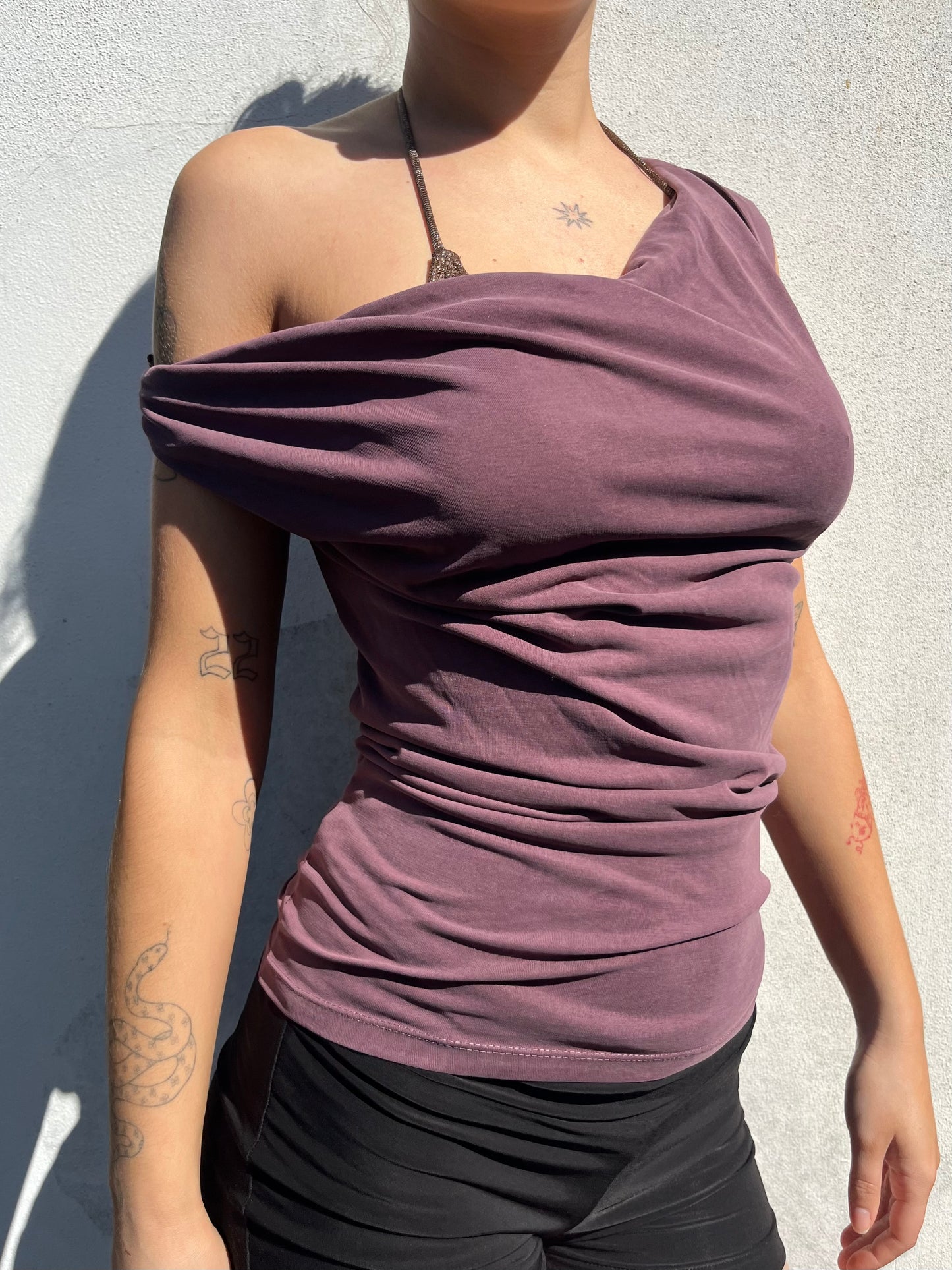 aubergine slouchy top