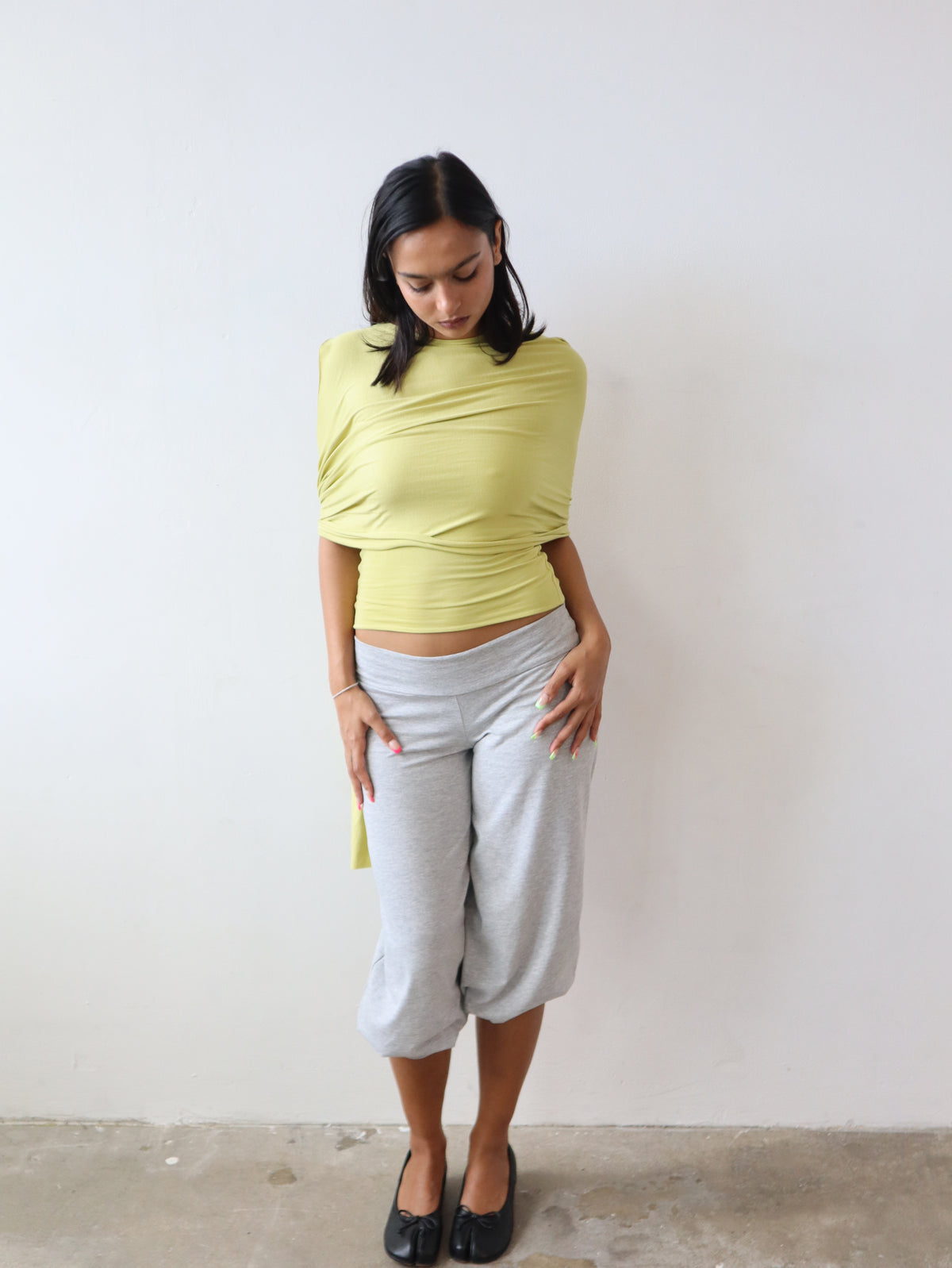 drape top in pear
