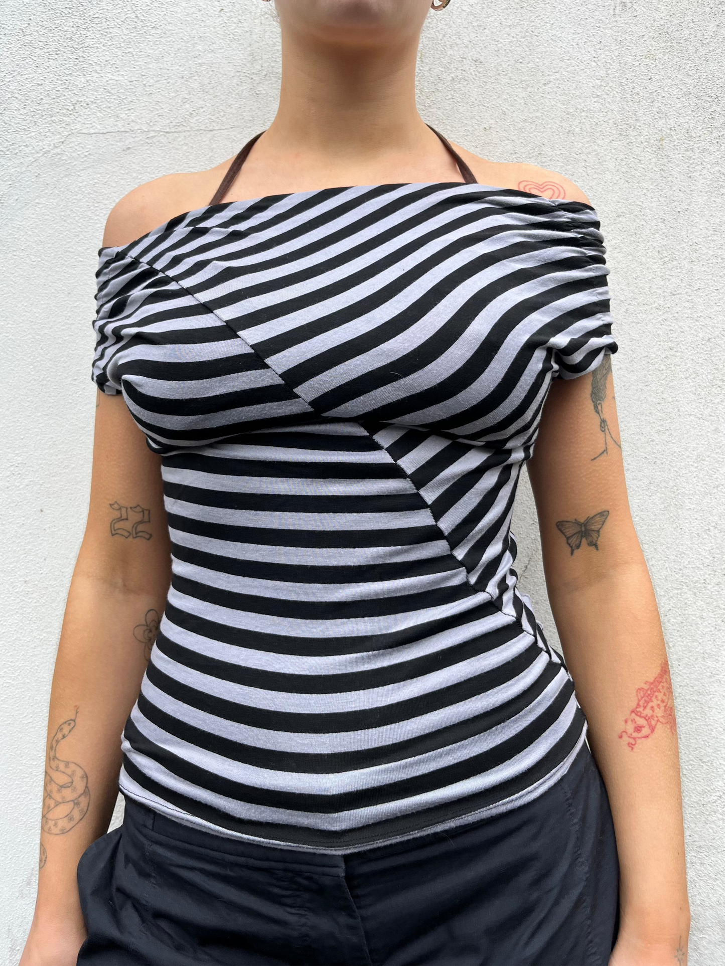off the shoulder stripy top