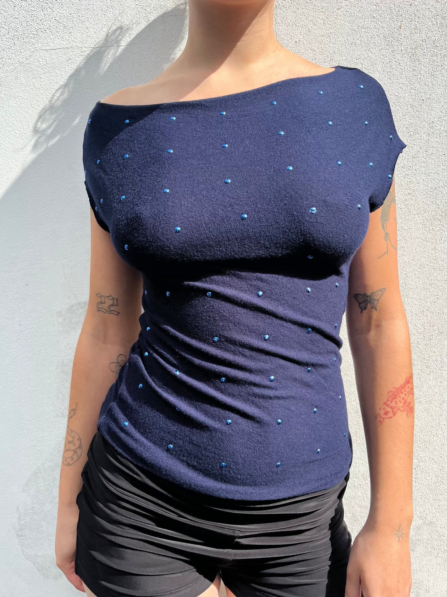 blue stud top