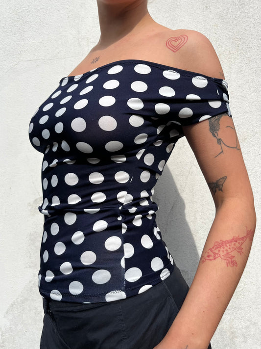 polka dot off the shoulder top
