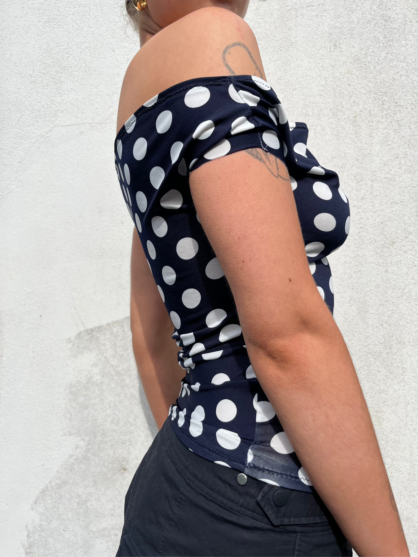 polka dot off the shoulder top