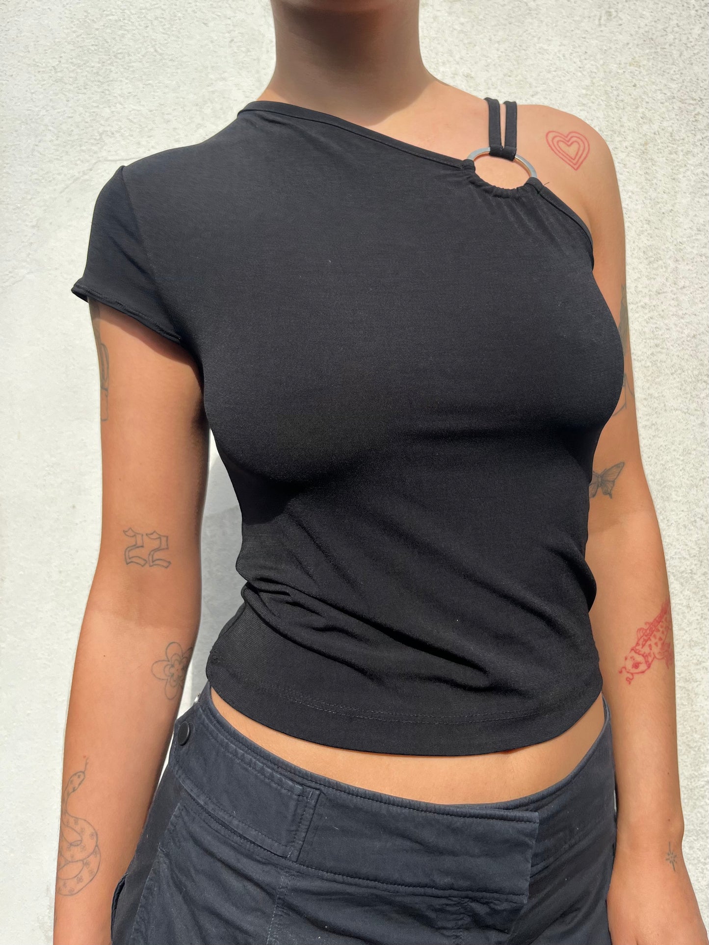 black slinky asymmetric top