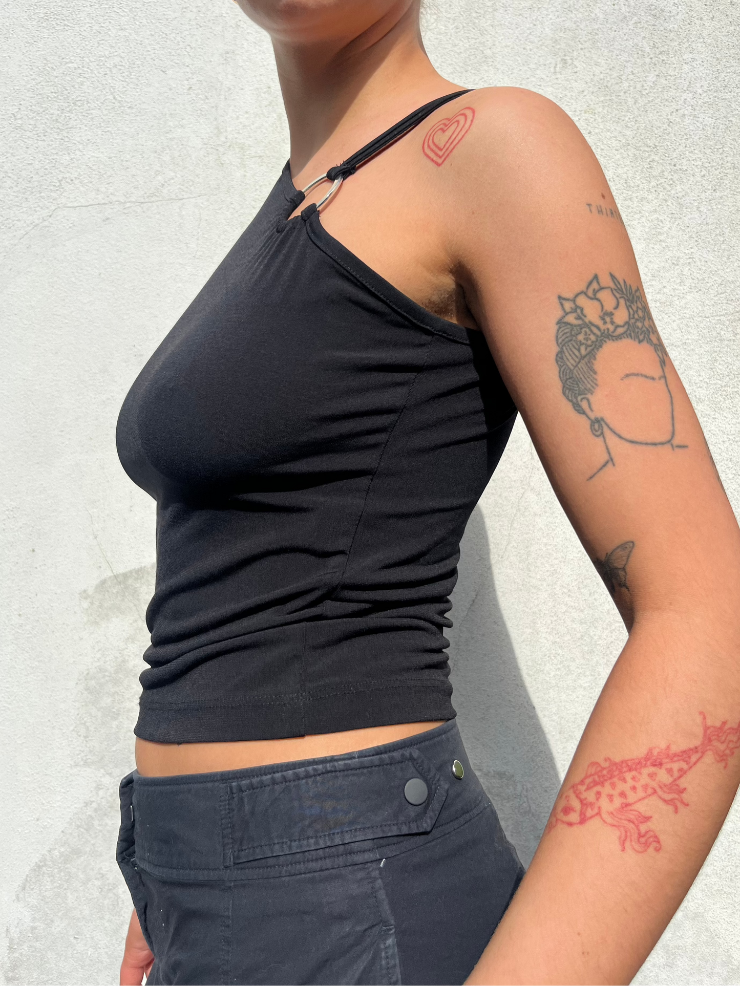 black slinky asymmetric top