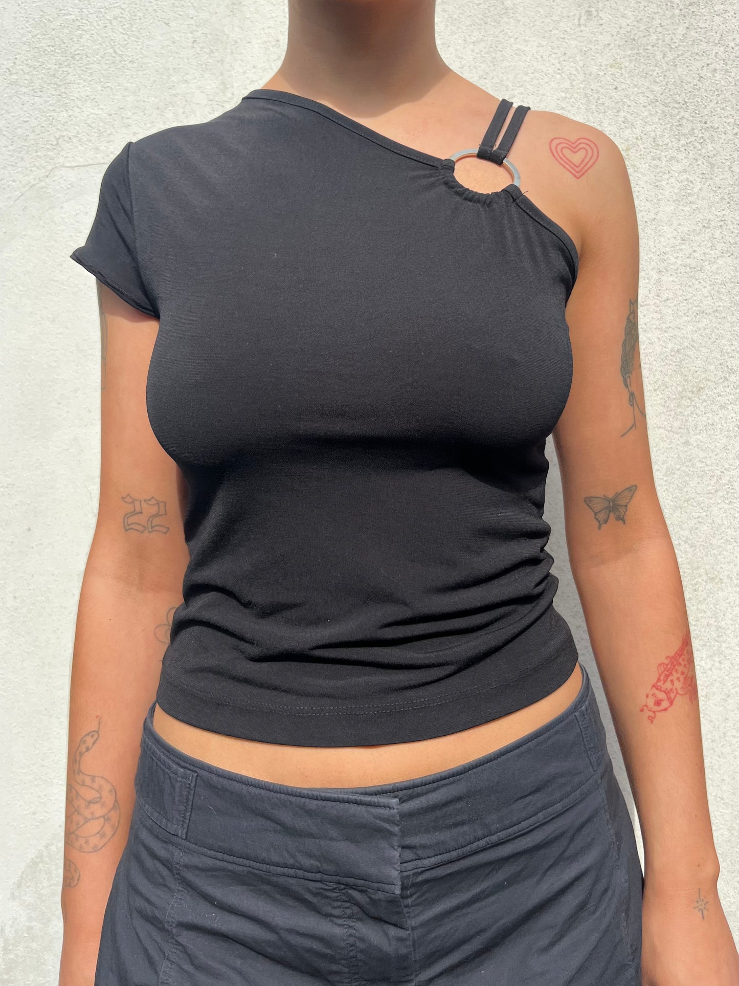 black slinky asymmetric top