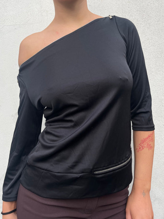 black zip top
