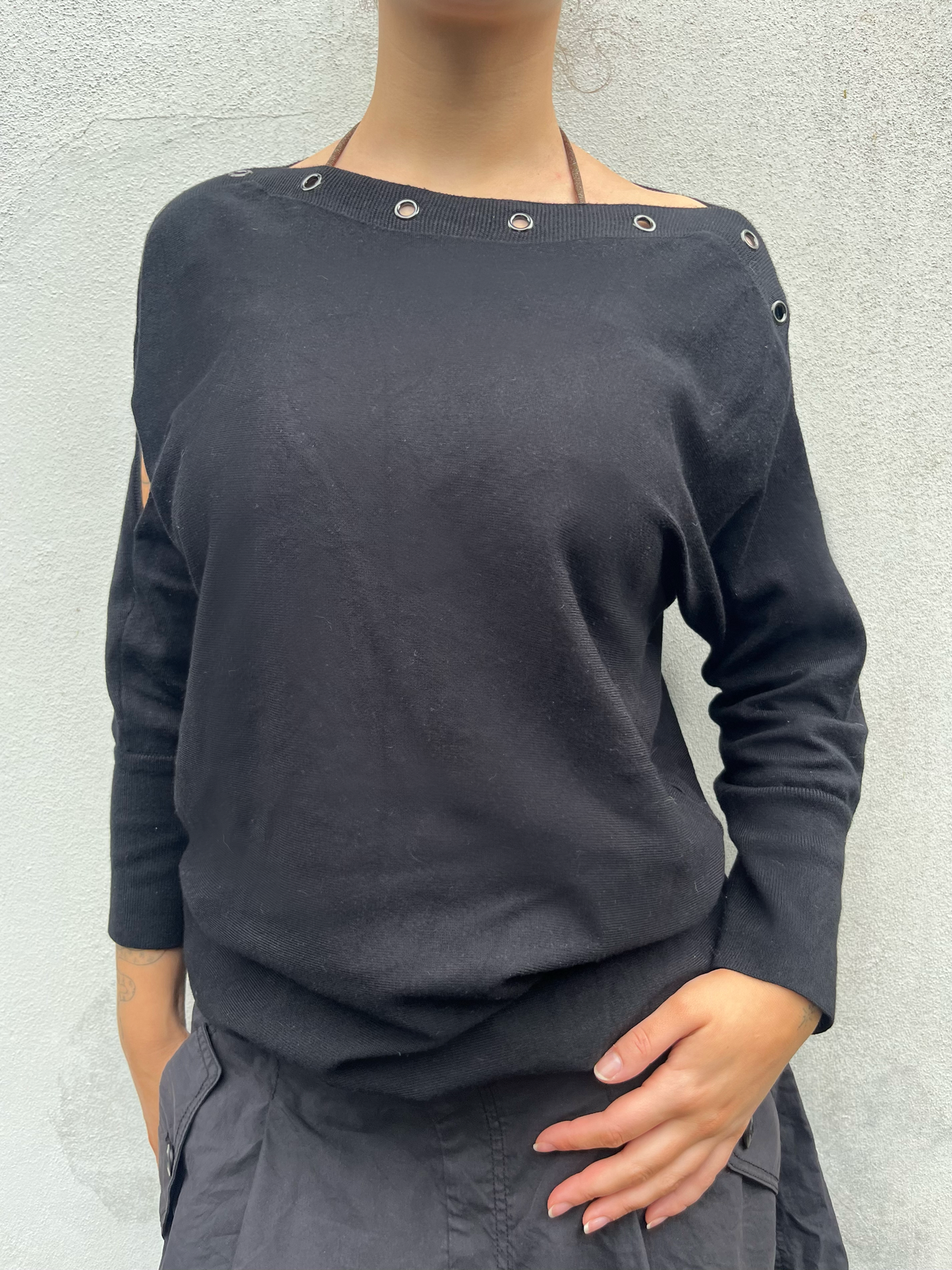 black batwing knit