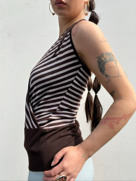 stripy halter neck