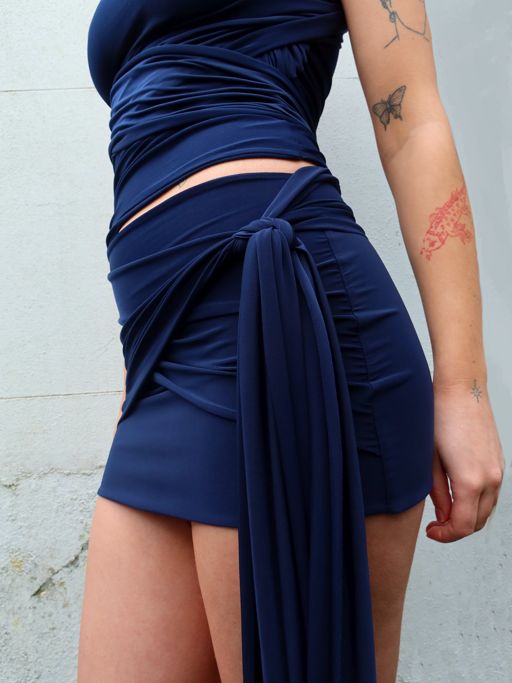 mini wrap skirt in navy