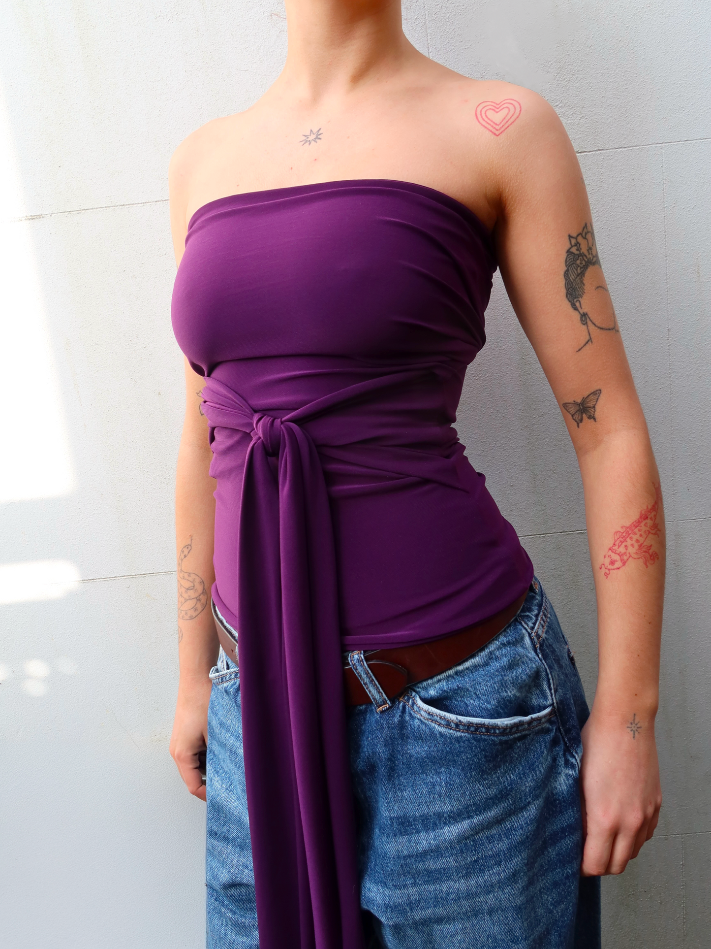 wrap top in aubergine
