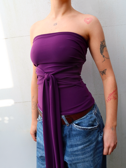 wrap top in aubergine