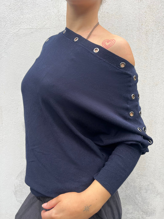 navy batwing knit