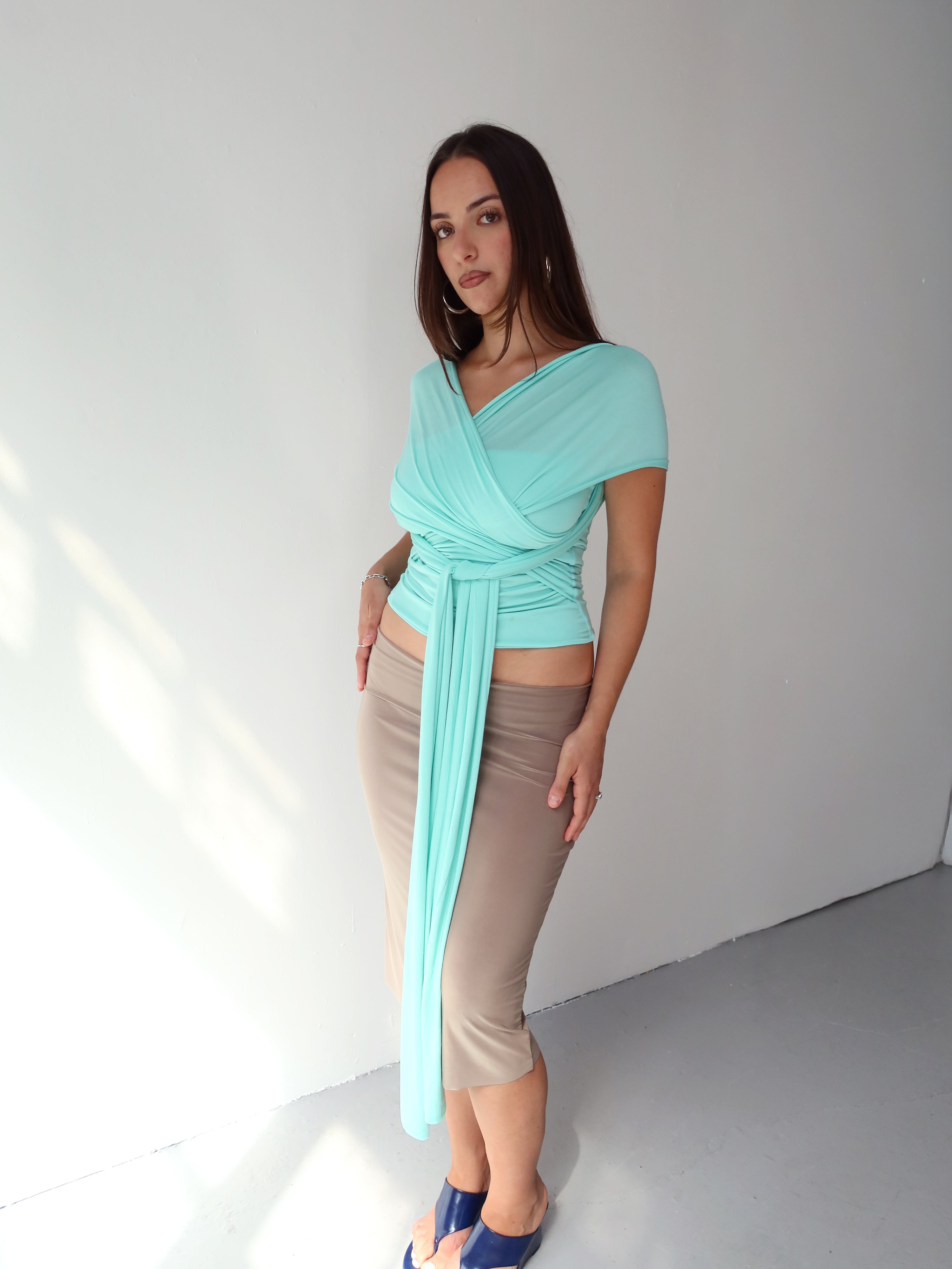 wrap top in aqua