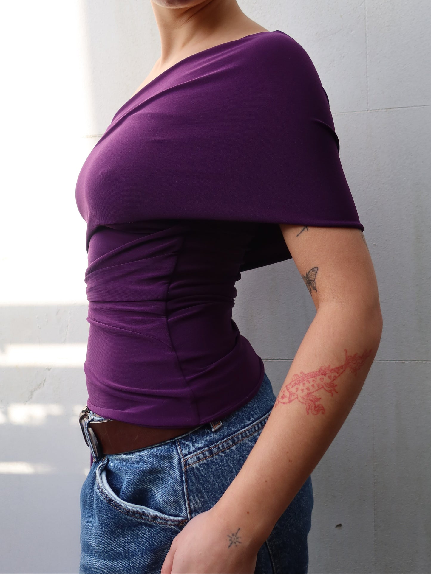 wrap top in aubergine