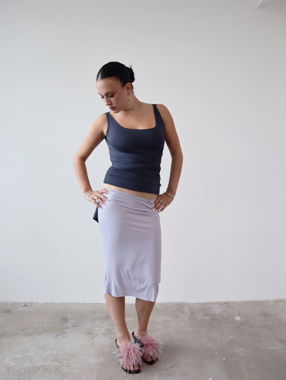 drape top in charcoal