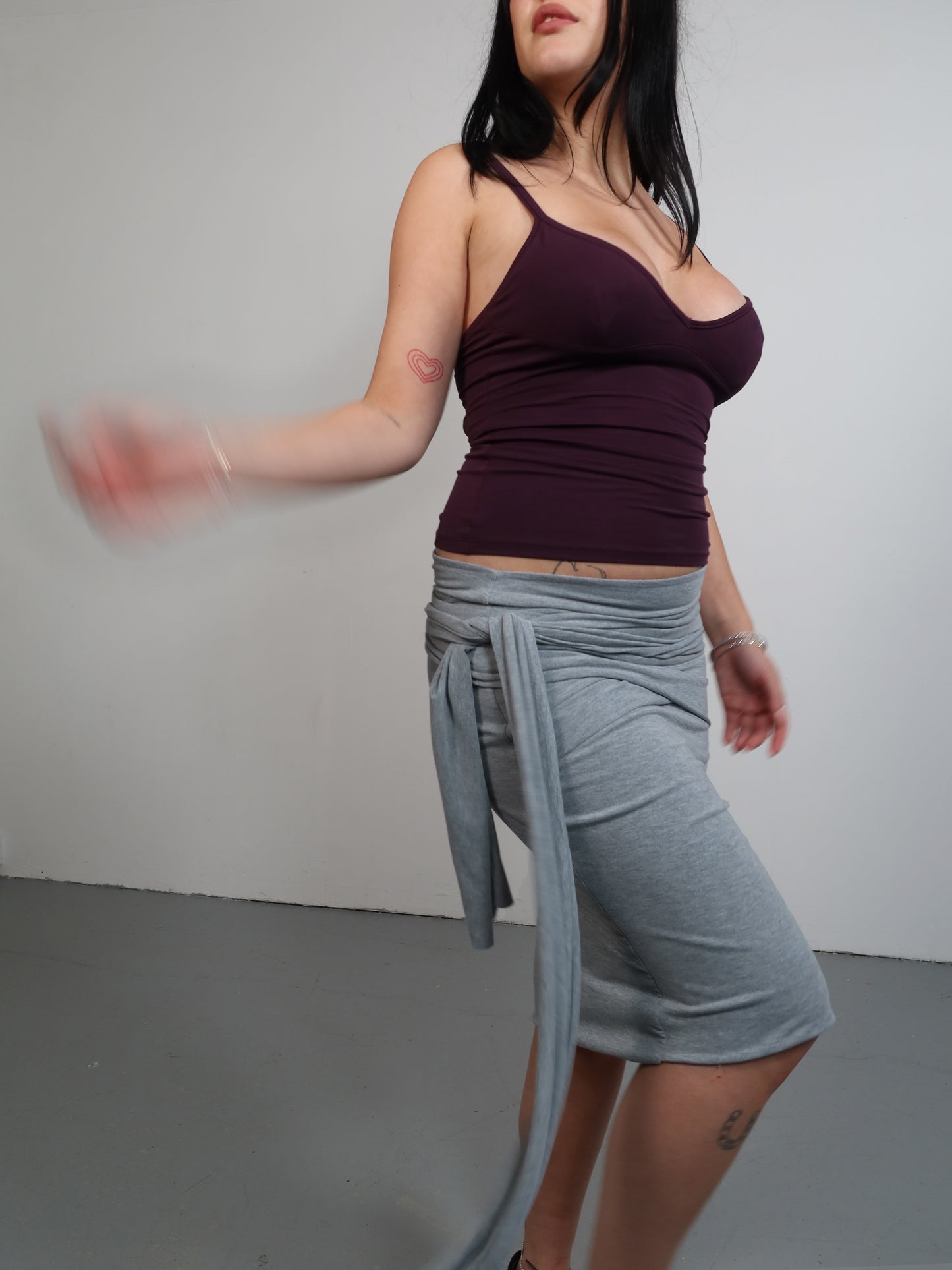 midi wrap skirt in marl grey