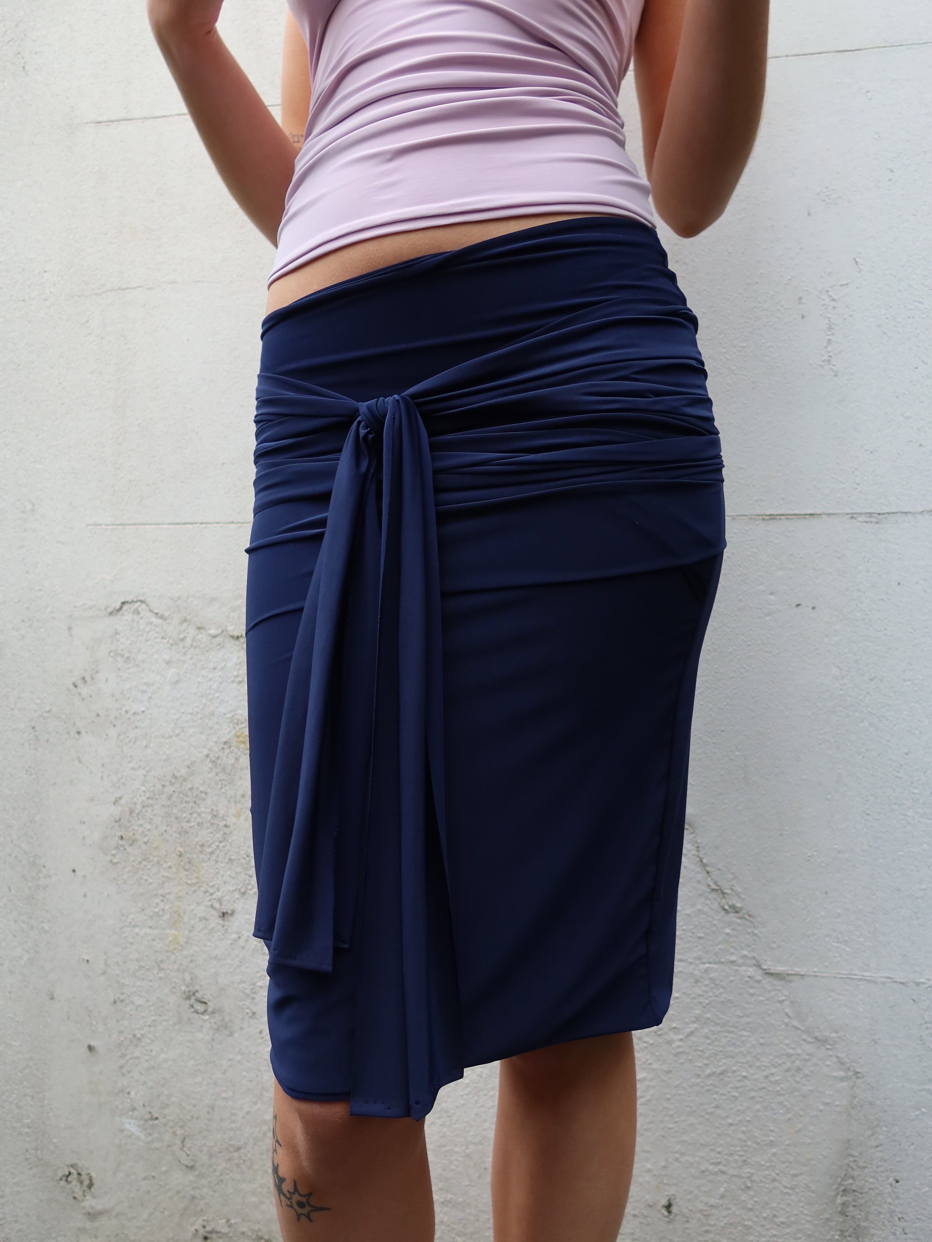 midi wrap skirt in navy