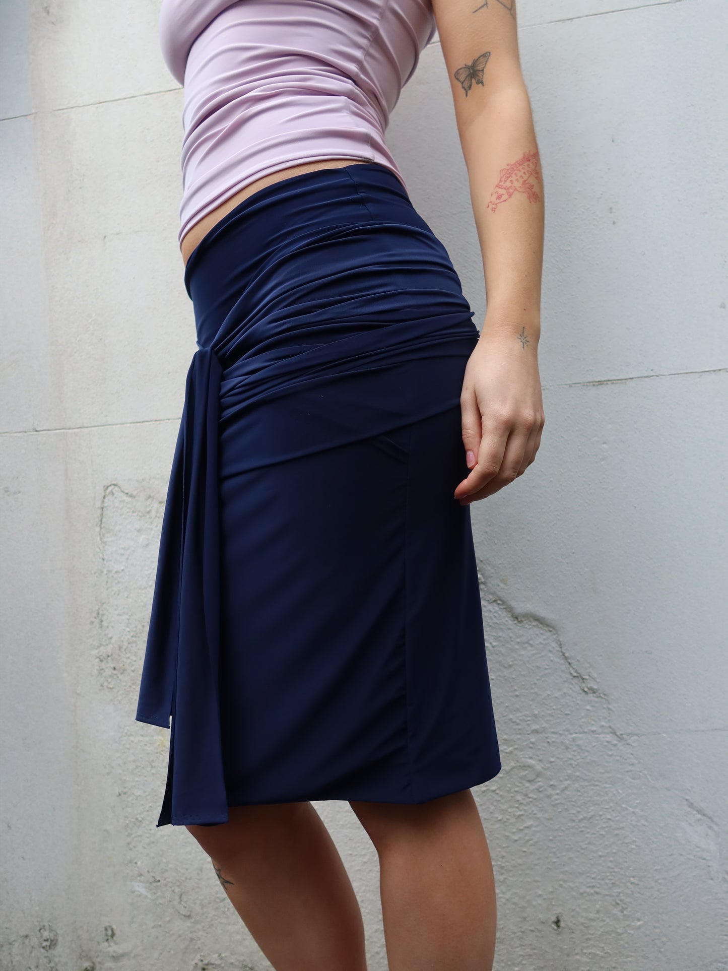 midi wrap skirt in navy
