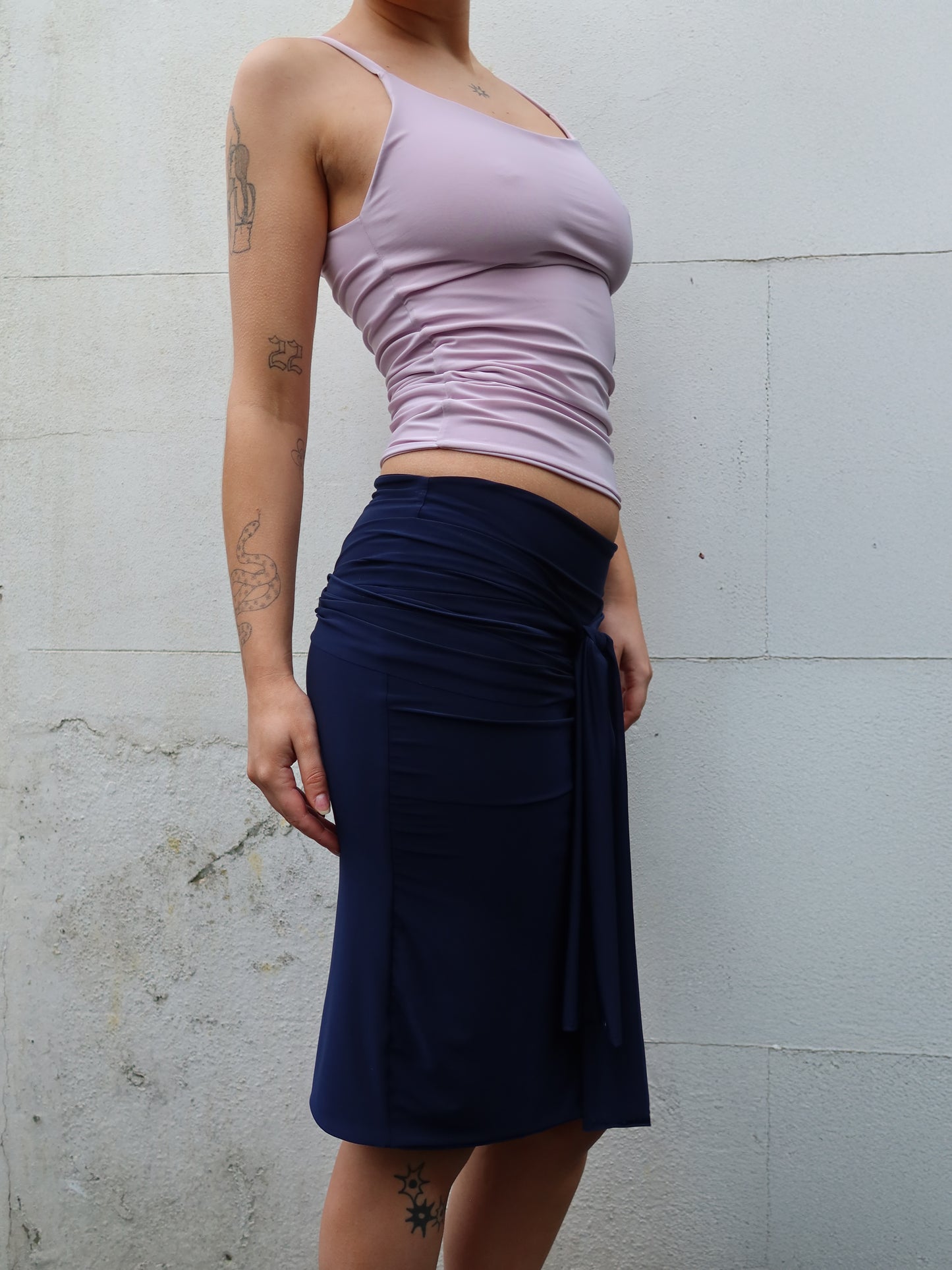 midi wrap skirt in navy