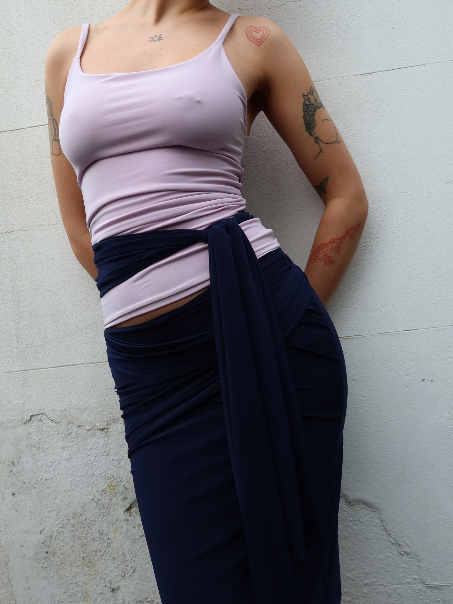 midi wrap skirt in navy