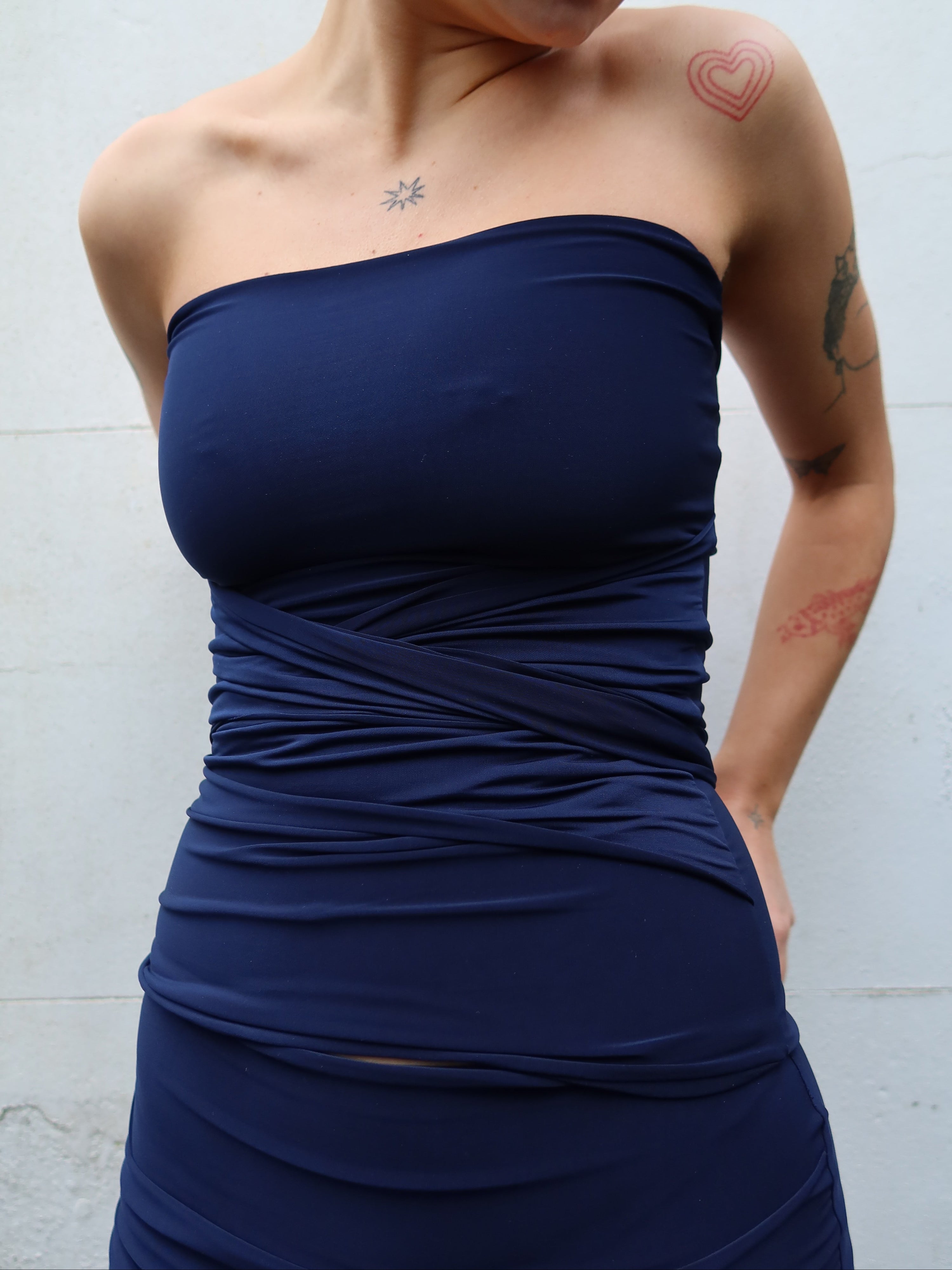wrap top in navy