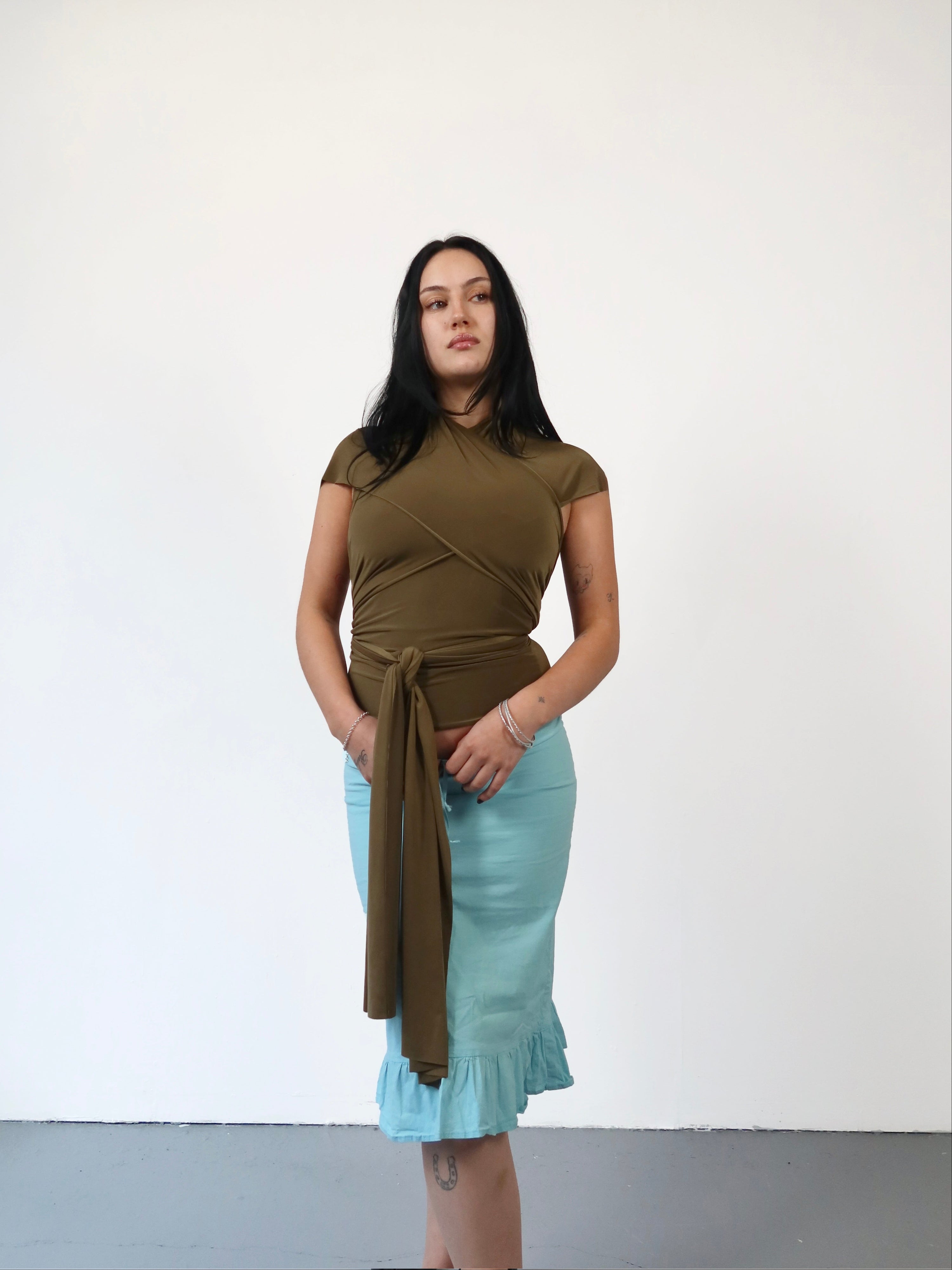 knot top in olive