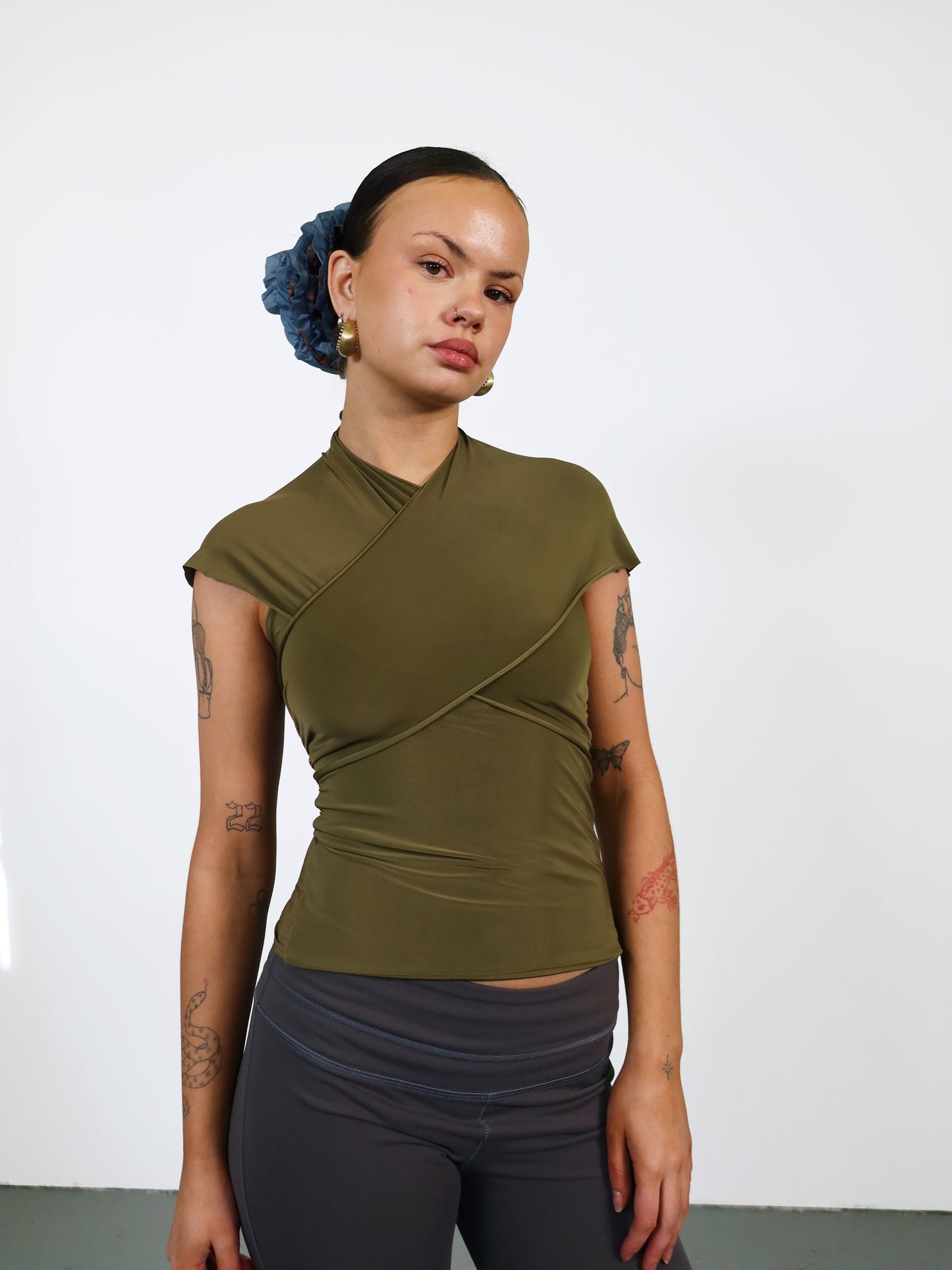 knot top in olive