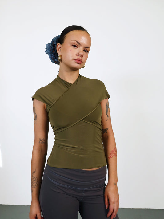 knot top in olive