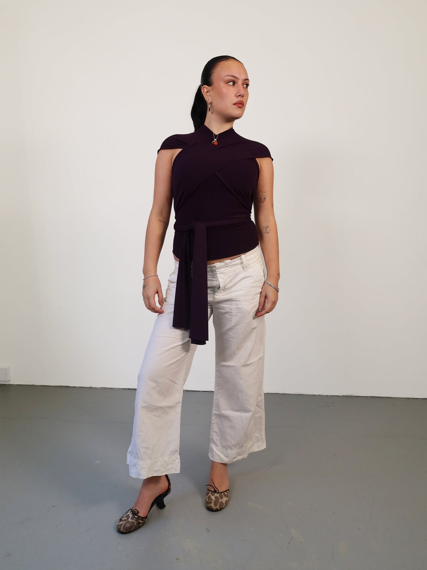 knot top in deep purple