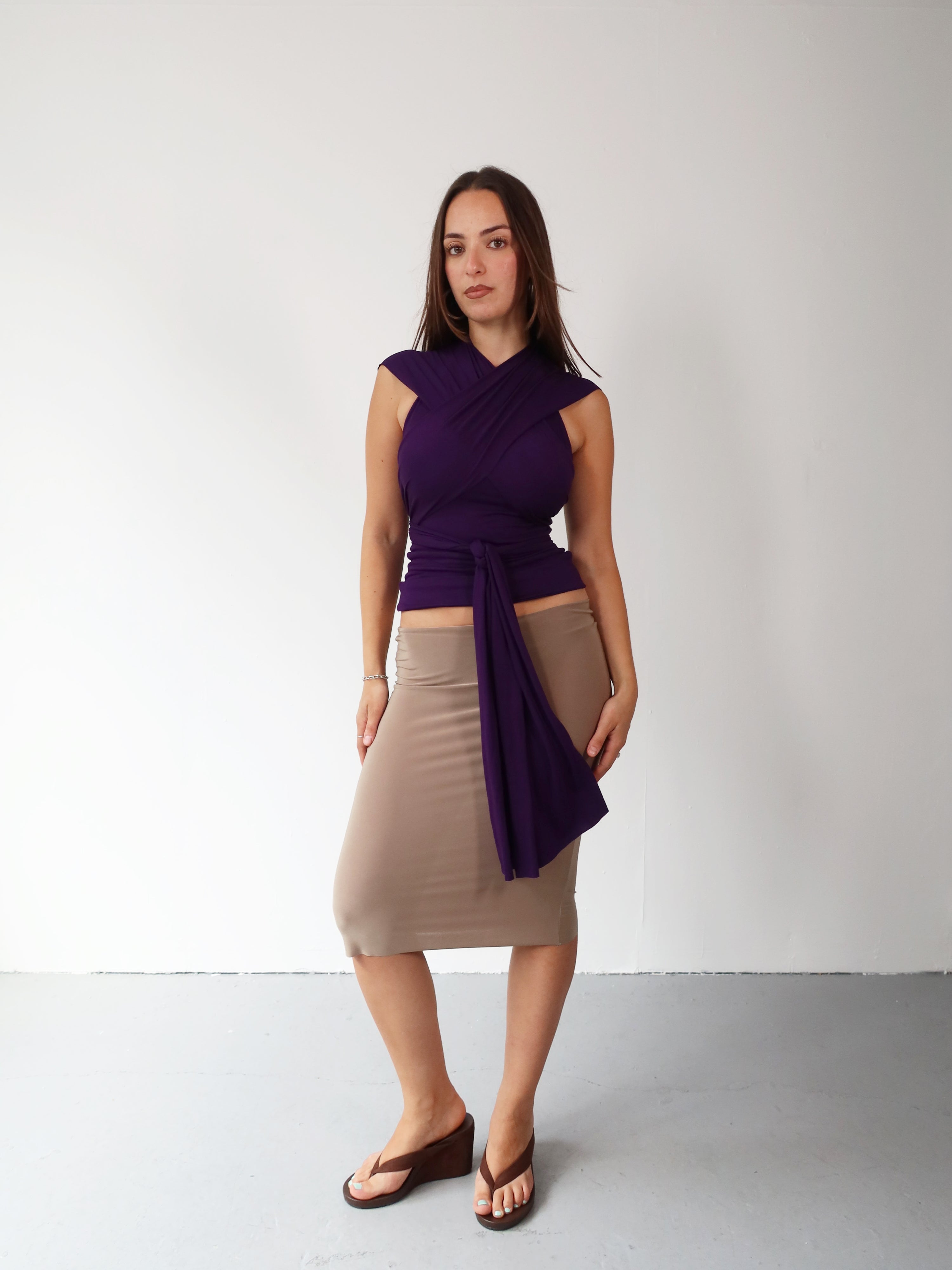knot top in dark purple