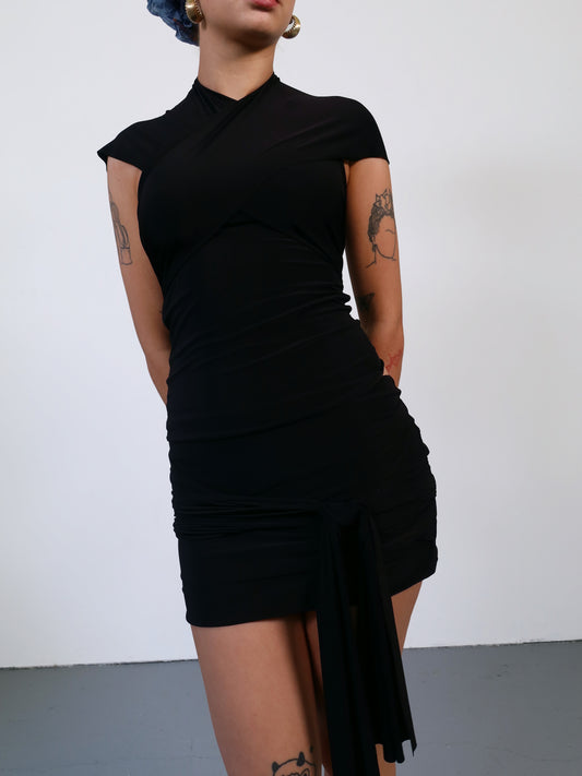 mini wrap skirt in black